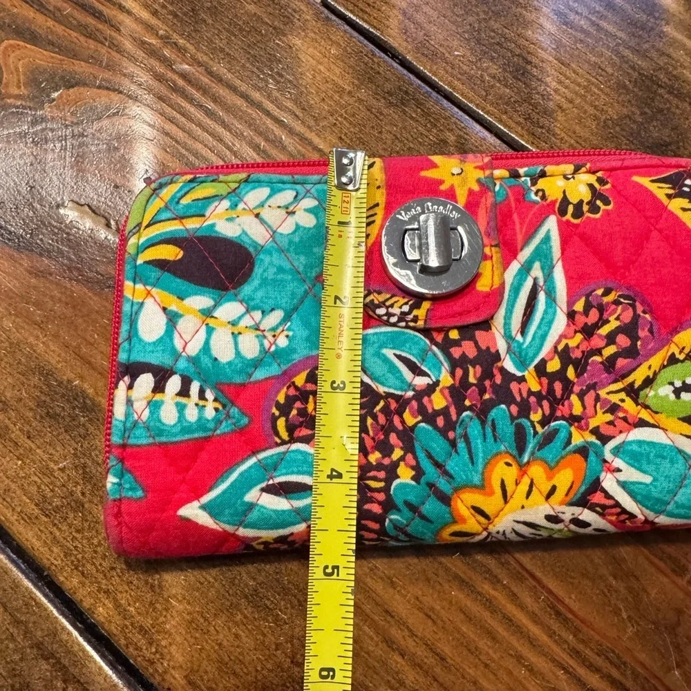 Vera Bradley Multicolor Patterned Wallet Red/turquoise metal clip Never used